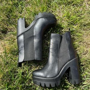 Bamboo Black Leather Booties